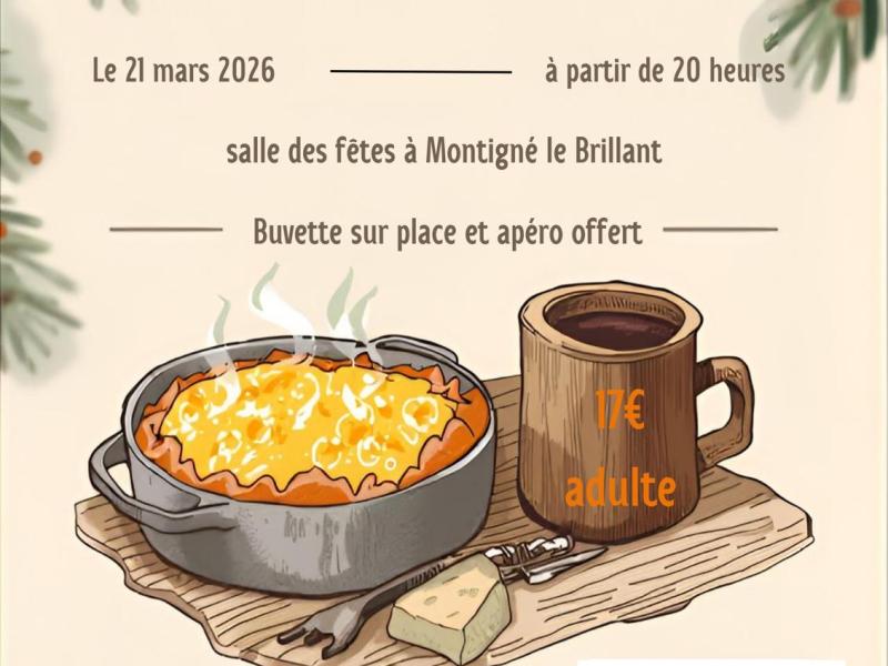 TARTIFLETTE ADADA le 21 Mars Salle des Loisirs 